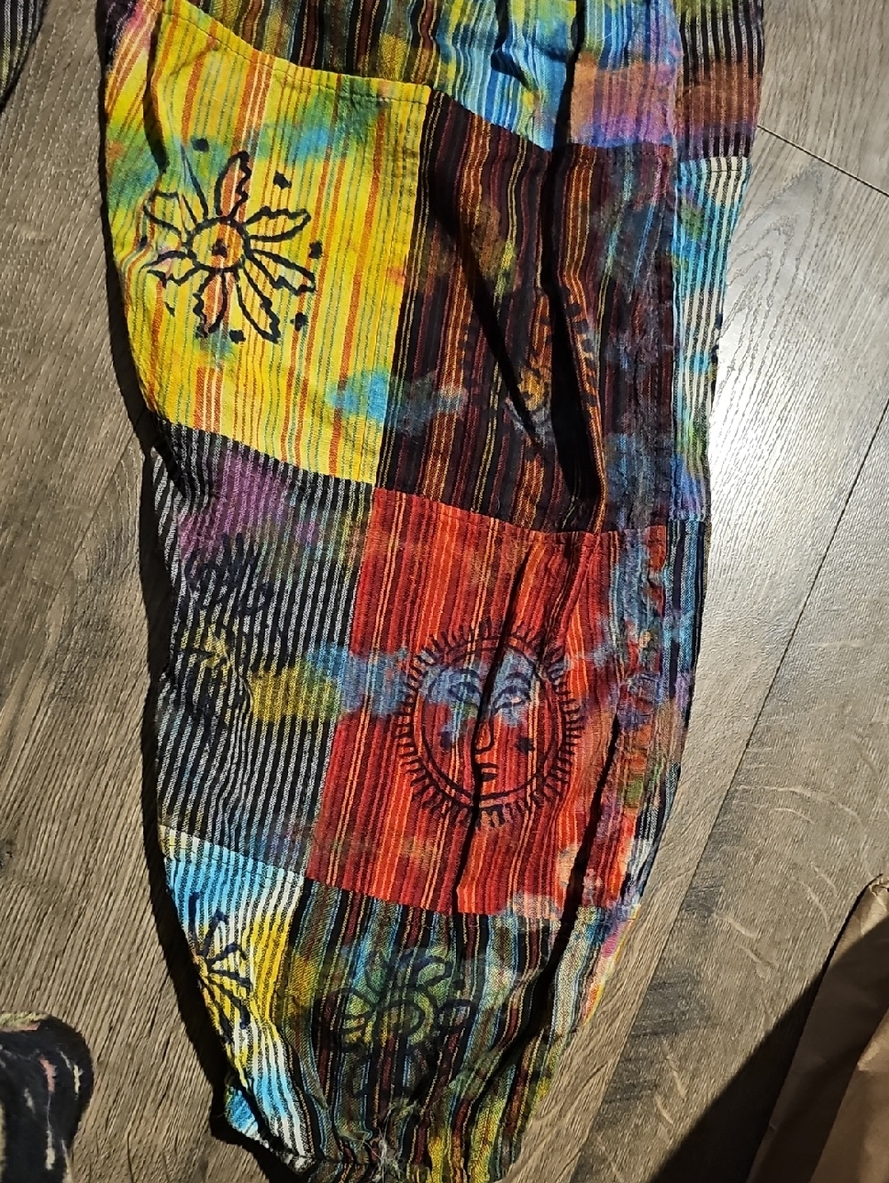Boho Patchwork Hippie Harem Jogger Pants - Multicolor - Picture 6 of 8